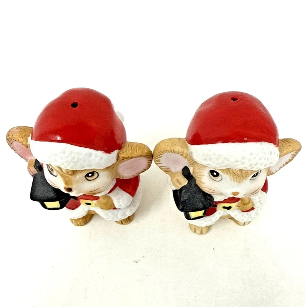 VTG Christmas Anthropomorphic Mice Mouse Salt Pepper Shakers 70s PWF Taiwan Cute